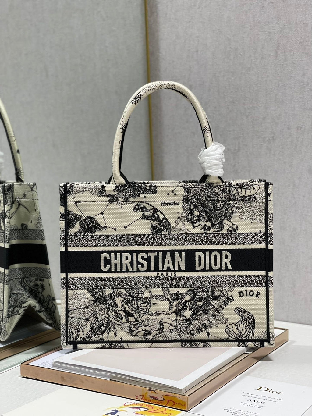 Christina Dior Medium Book Tote Bag 36cm Black/White