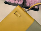Hermes Kelly 28 Sellier Epsom Bag Grey/Yellow For Women, Women’s Handbags, Shoulder Bags 11in/28cm
