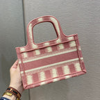 Christian Dior Pink Book Tote D-Stripes 23cm