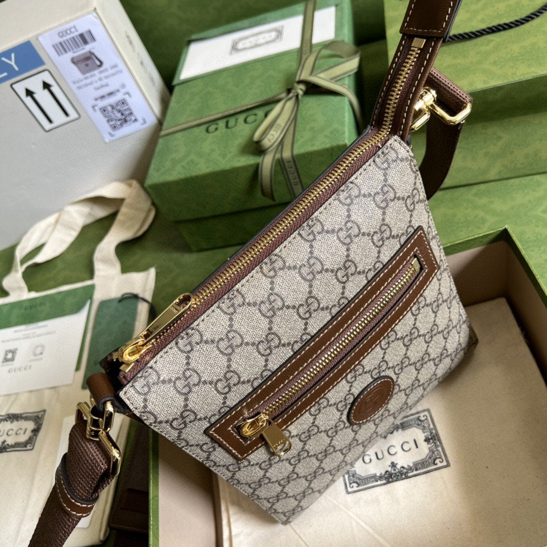 Gucci Supreme Messenger Bag Beige And Ebony GG Supreme Canvas For Women 9.3in/23.5cm