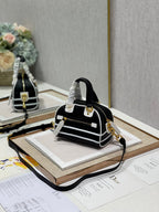 Christian Dior Mini Vibe Zip Bowling Bag 17cm Black