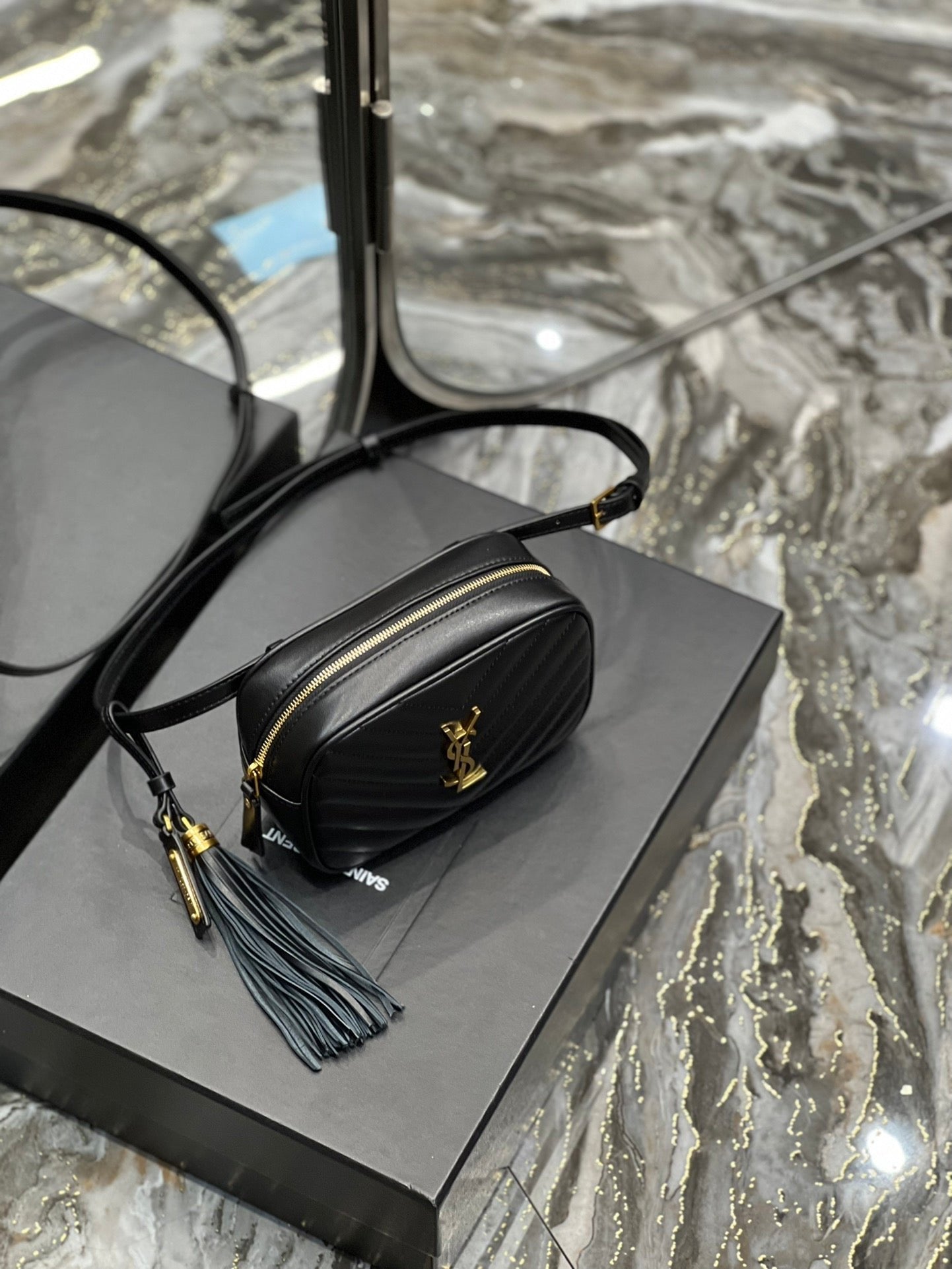 Saint Laurent Lou Belt Bag In Matelasse Gold Hardware 15cm