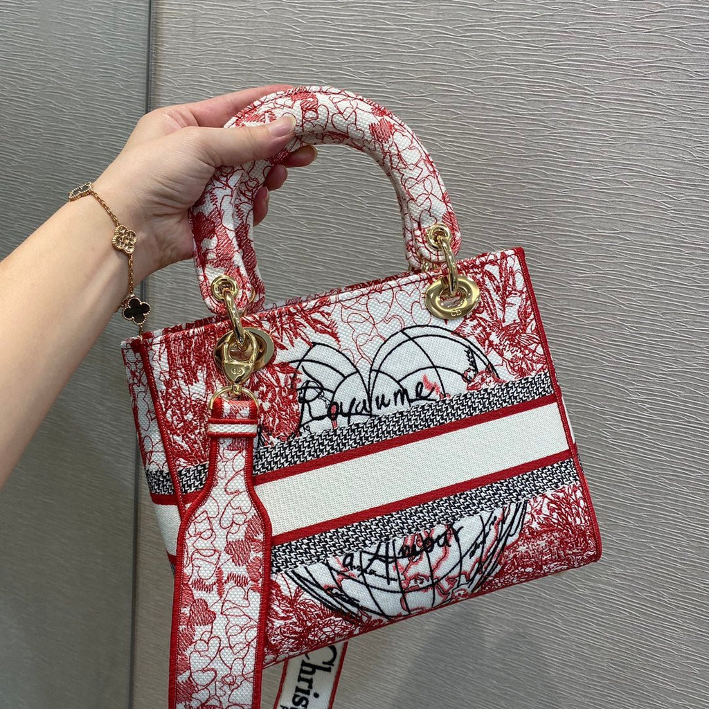 Christian Dior Medium Lady D-Lite Bag 24cm Red