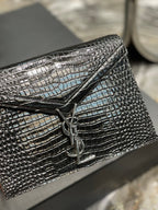 Saint Laurent Cassandra Medium Chain Bag In Grain De Poudre Embossed 22cm Black