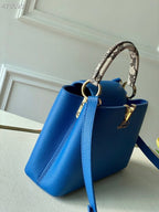 Louis Vuitton Woven Capucines Python Handle Bag 27cm Taurillon Leather Spring/Summer Collection N98388 Blue
