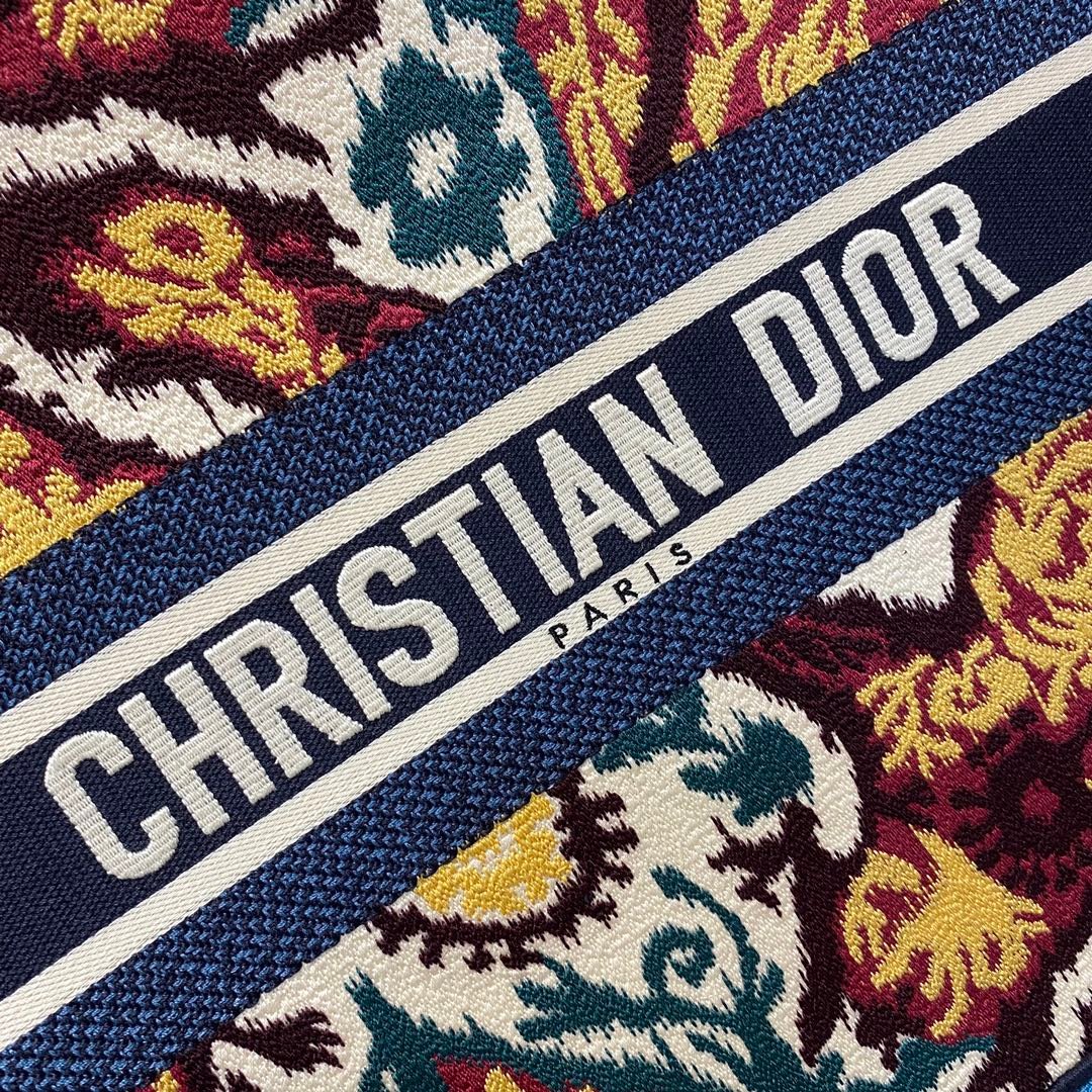 Christian Dior Multicolor Book Tote Paisley Embroidery 42cm