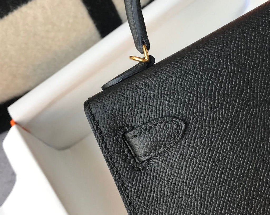 Hermes Mini Kelly 19 Sellier Epsom Black Bag For Women, Women’s Handbags, Shoulder Bags 7.5in/19cm