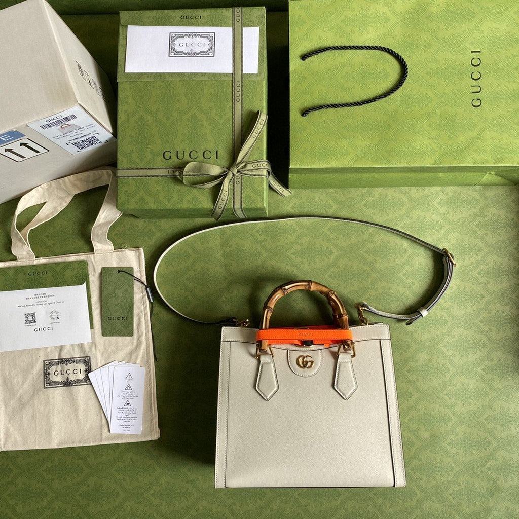 Gucci Diana Medium Tote Bag White For Women 11in/27cm GG