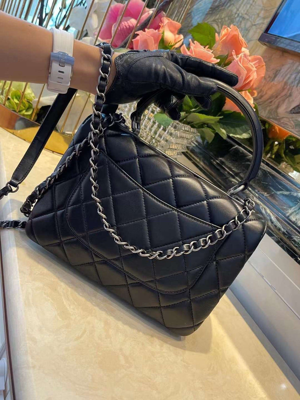 Chanel Classic Flap Bag Medal Hardware 25cm Black
