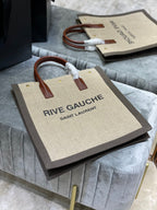 Saint Laurent Rive Gauche North/South Tote Bag In Printed Linen For Women 39cm YSL 632539FAABR9083