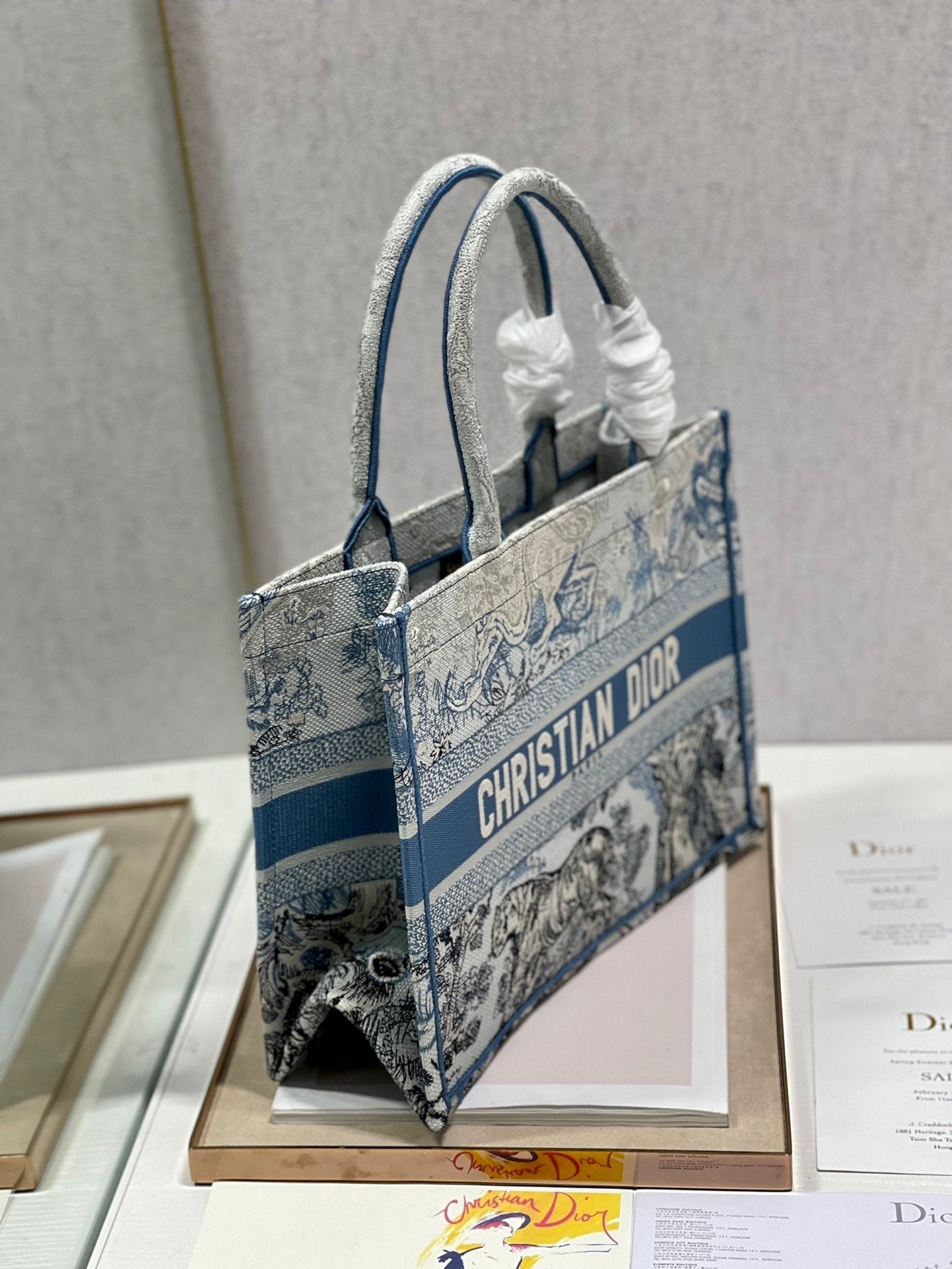 Christina Dior Medium Book Tote Bag 36cm Blue