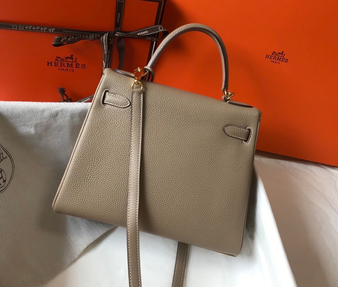 Hermes Kelly 28 Etoupe Togo Bag For Women, Women’s Handbags, Shoulder Bags 11in/28cm