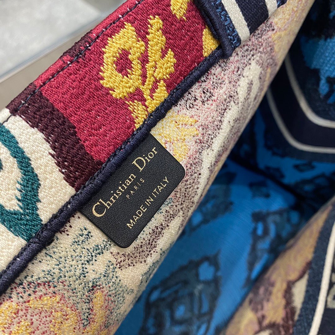 Christian Dior Multicolor Book Tote Paisley Embroidery 42cm