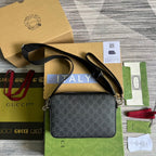 Gucci Shoulder Bag With Interlocking G Black GG Supreme Canvas For Women 9.6in/24.5cm