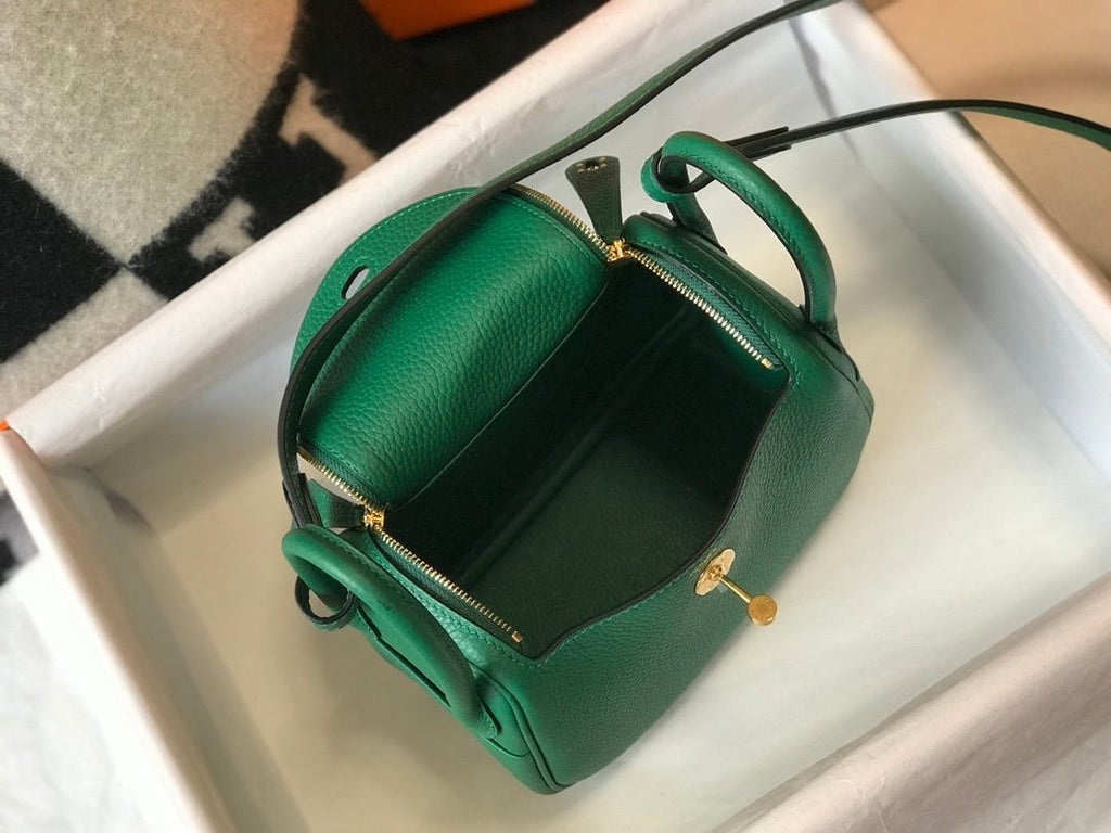 Hermes Lindy Mini Clemence Bag Green For Women, Women’s Handbags, Shoulder And Crossbody Bags 7.5in/19cm