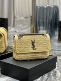 Saint Laurent Niki Medium Chain Bag In Rafia For Women 28cm Brown YSL 633187GG66W7069