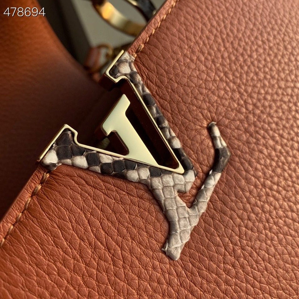 Louis Vuitton Woven Capucines Python Handle Bag 31cm Taurillon Leather Spring/Summer 2021 Collection N98388 Cognac