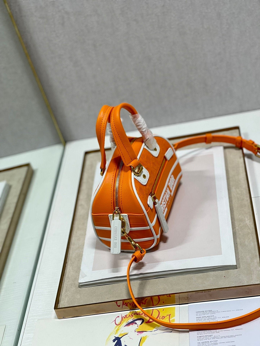 Christian Dior Mini Vibe Zip Bowling Bag 17cm Orange
