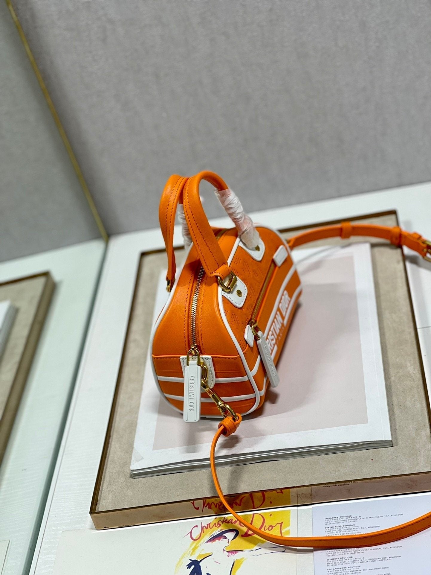 Christian Dior Mini Vibe Zip Bowling Bag 17cm Orange