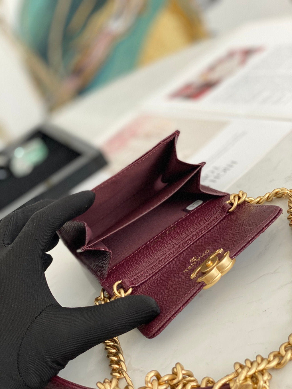Chanel Flap Bag Mini Gold 12cm Red