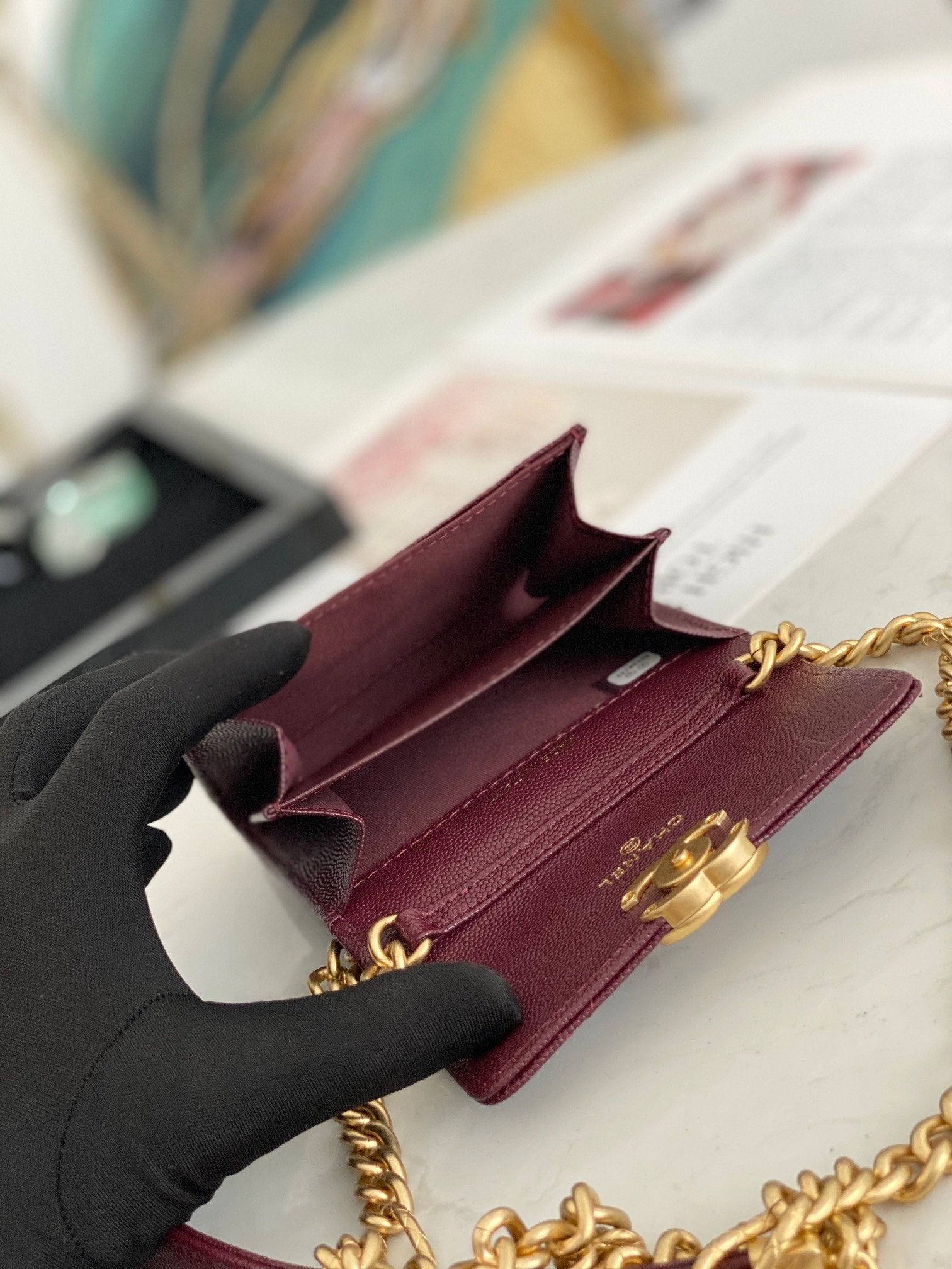 Chanel Flap Bag Mini Gold 12cm Red