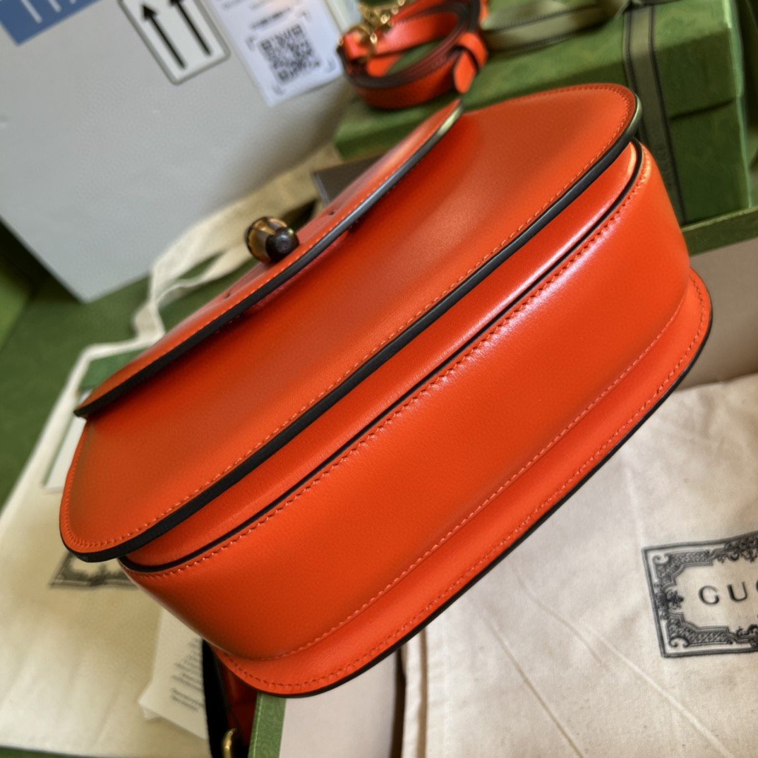 Gucci Bamboo 1947 Small Top Handle Bag Orange For Women 8.3in/21cm ‎GG