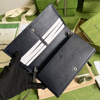 Gucci Horsebit 1955 Wallet With Chain Beige And Blue For Women 7.5in/19cm