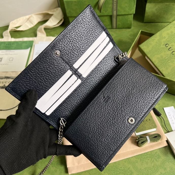Gucci Horsebit 1955 Wallet With Chain Beige And Blue For Women 7.5in/19cm