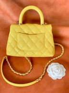 Chanel Flap Bag With Top Handle 19cm Yellow