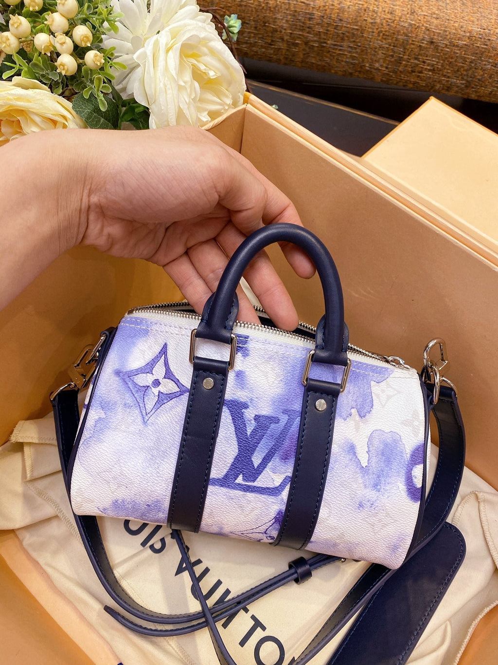 Louis Vuitton Keepall Xs Nano 21cm White-Blue