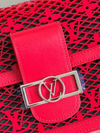 Louis Vuitton Mini Dauphine Bags By Nicolas Ghesquière With Monogram Lace Red For Women 20cm LV M20359