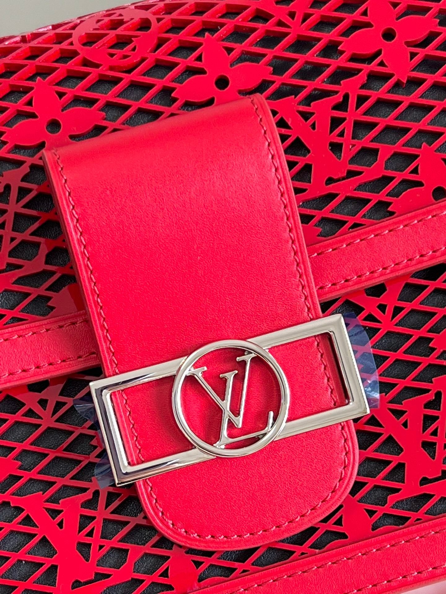 Louis Vuitton Mini Dauphine Bags By Nicolas Ghesquière With Monogram Lace Red For Women 20cm LV M20359