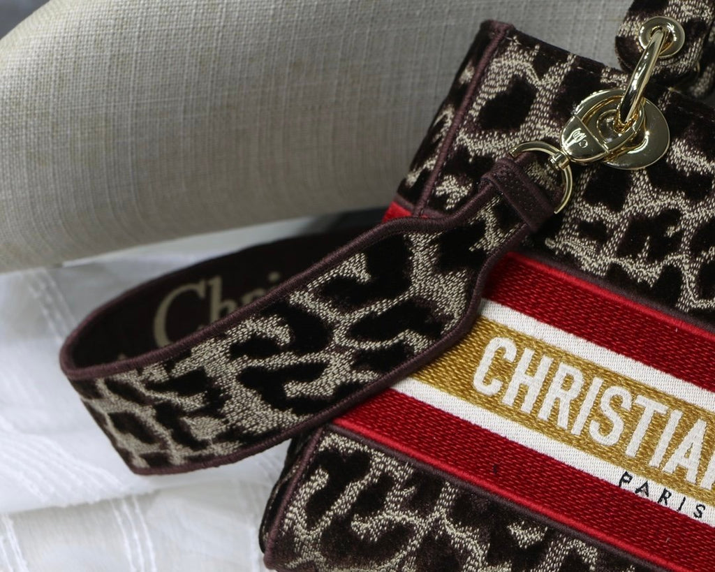Christian Dior Medium Lady D-Lite Bag 24cm Leopard Brown