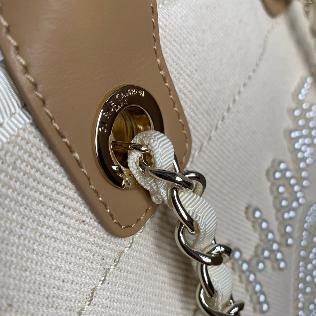 Chanel Deauville Tote 40cm Tweed Bag with Pearl Embroidery Spring/Summer Collection White