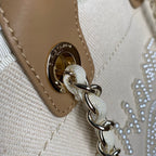 Chanel Deauville Tote 40cm Tweed Bag with Pearl Embroidery Spring/Summer Collection White