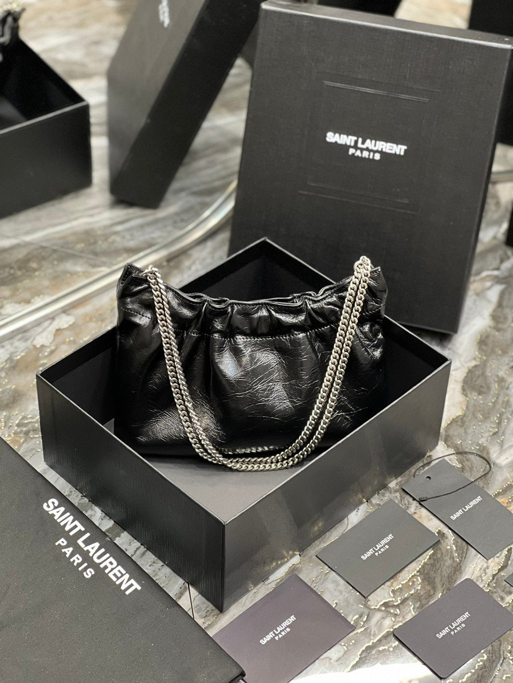 Saint Laurent Paris Mini Bag With Silver Hardware 24cm