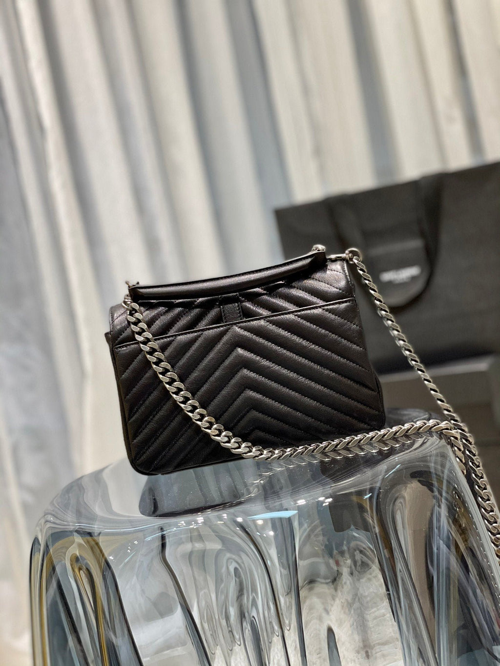Saint Laurent College Medium Chain Bag With Silver Hardware 24cm