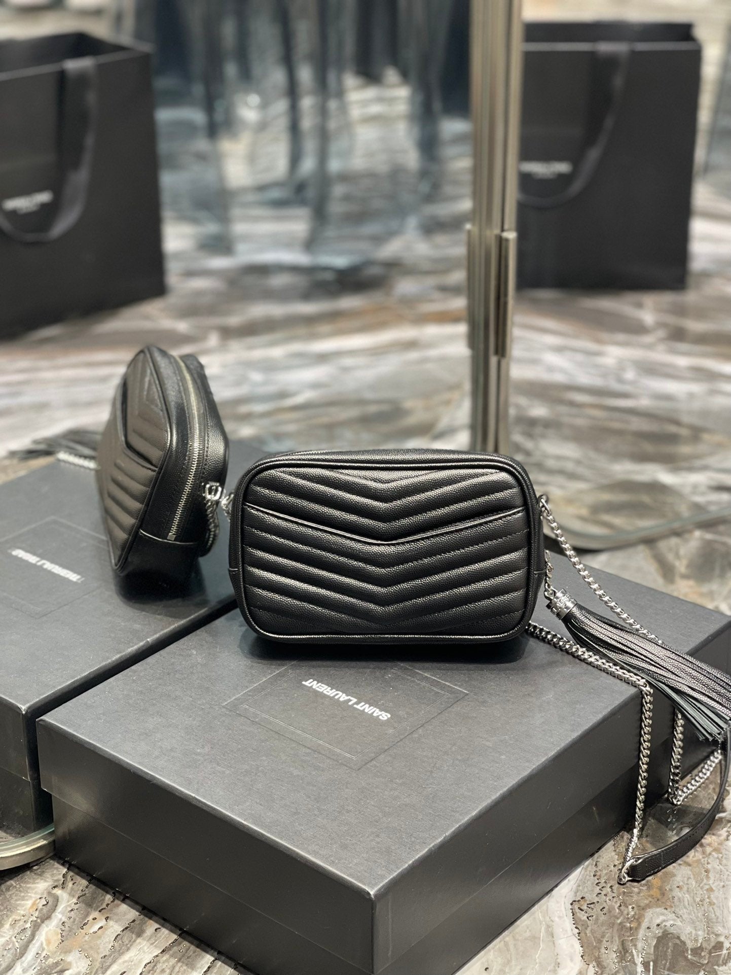 Saint Laurent Lou Mini Bag With Silver Hardware 18cm