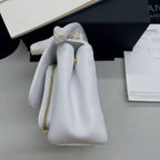 Chanel Flap Bag Top Handle With Gold Toned Hardware Chain 19cm White