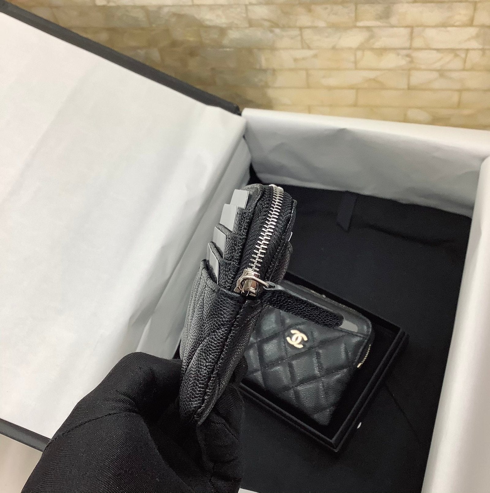 CO-CO Chanel Card Holder With Silver Hardware 19cm