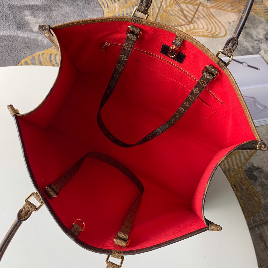 Louis Vuitton On The Go MM Tote Bag 35cm Brown