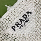 Prada Raffia Tote Bag White For Women, Women’s Bags 14.9in/38cm