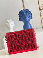Louis Vuitton Mini Dauphine Bags By Nicolas Ghesquière With Monogram Lace Red For Women 20cm LV M20359