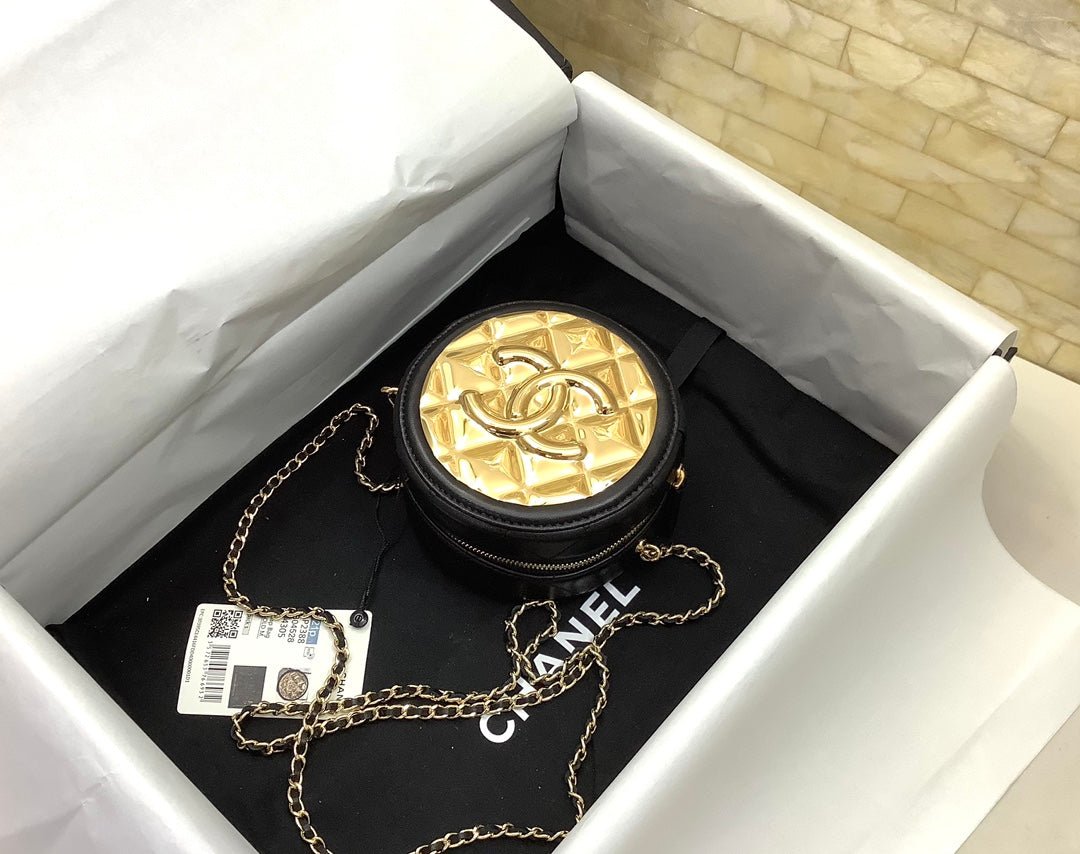 Chanel Round Sling Bag 12cm Gold Toned