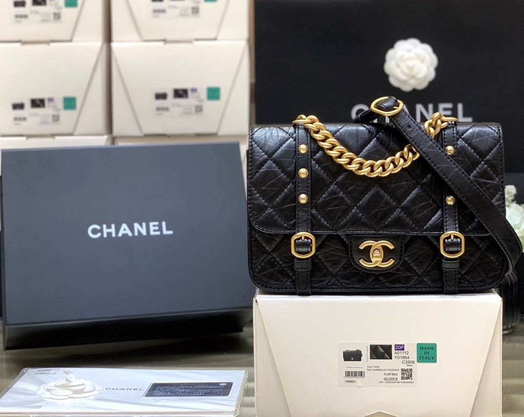 Chanel Co Co Shoulder Bag Gold Chain Black 25cm