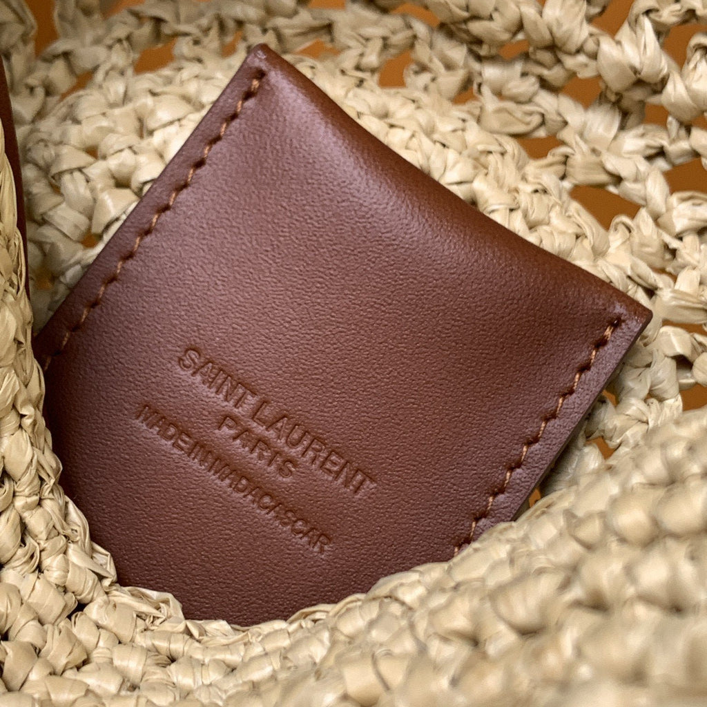 Saint Laurent Sac Rond Bag In Raffia For Women 21cm YSL Brown 685601GAAAA2080