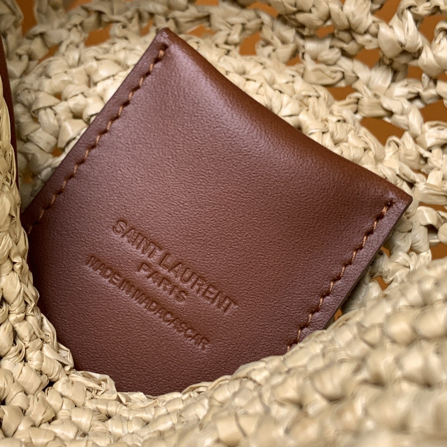 Saint Laurent Sac Rond Bag In Raffia For Women 21cm YSL Brown 685601GAAAA2080
