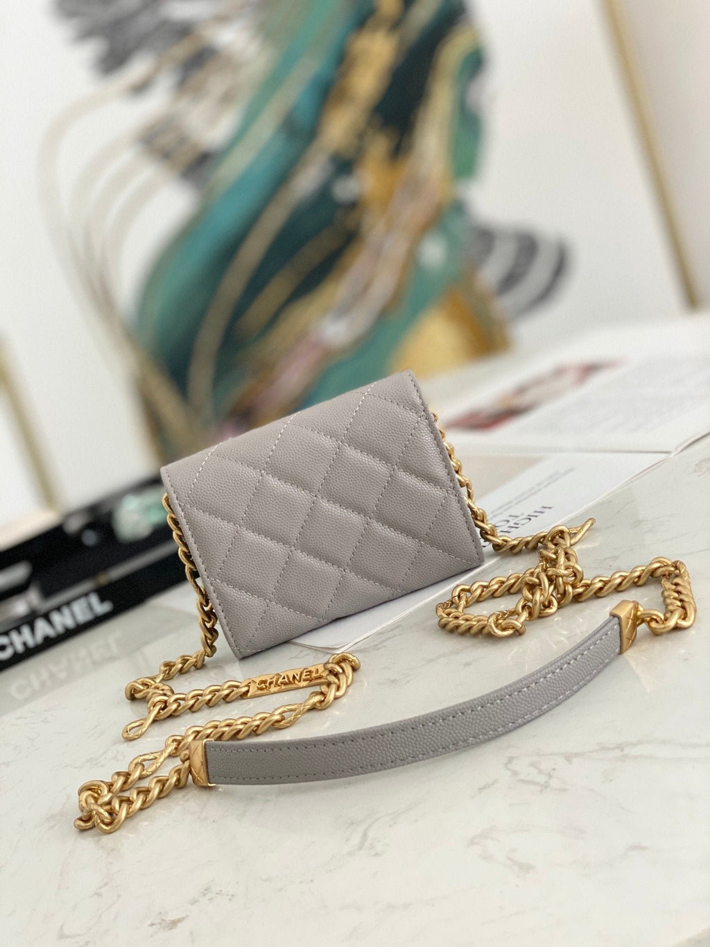 Chanel Flap Bag Mini Gold 12cm Grey