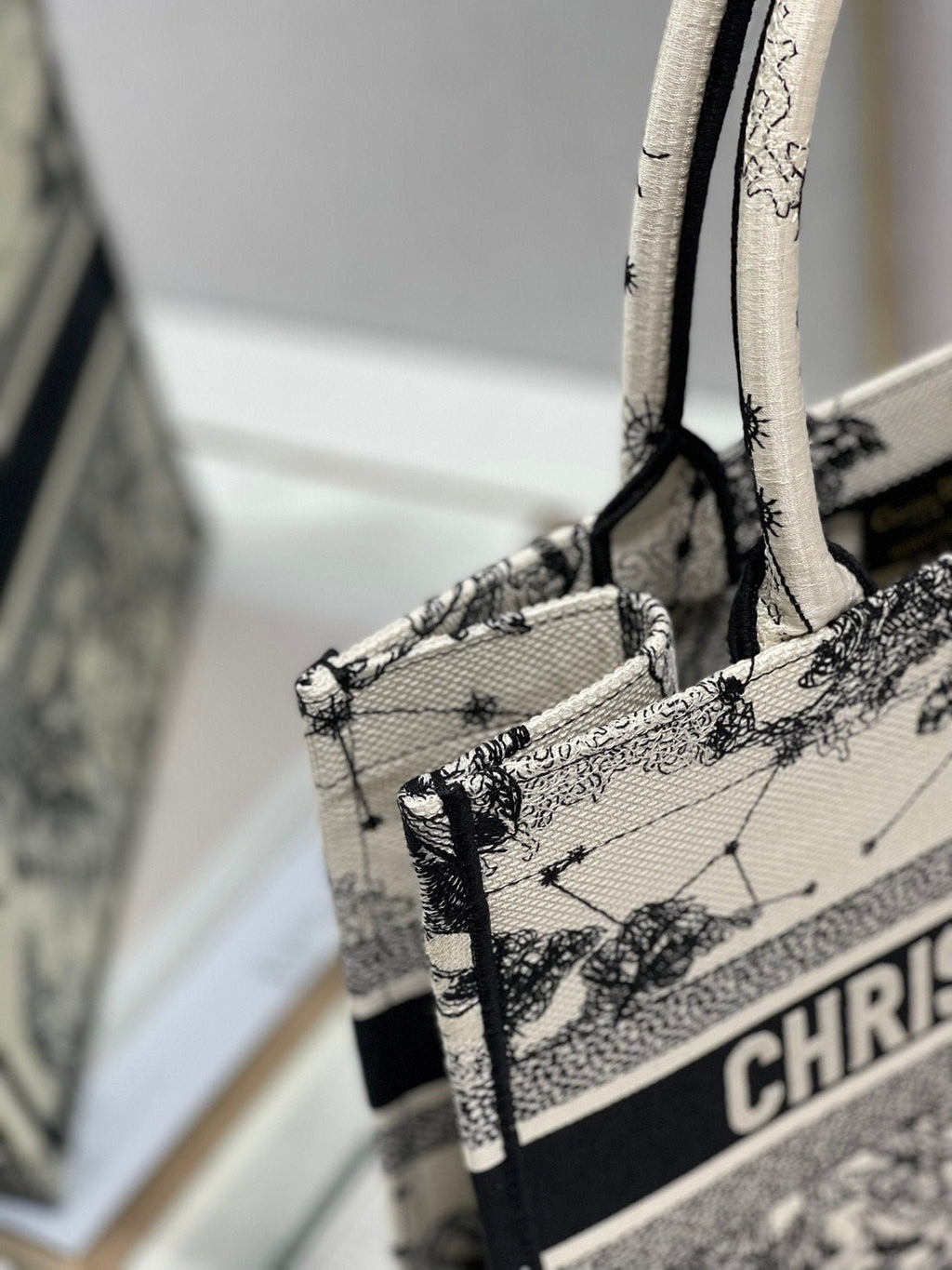 Christina Dior Medium Book Tote Bag 36cm Black/White