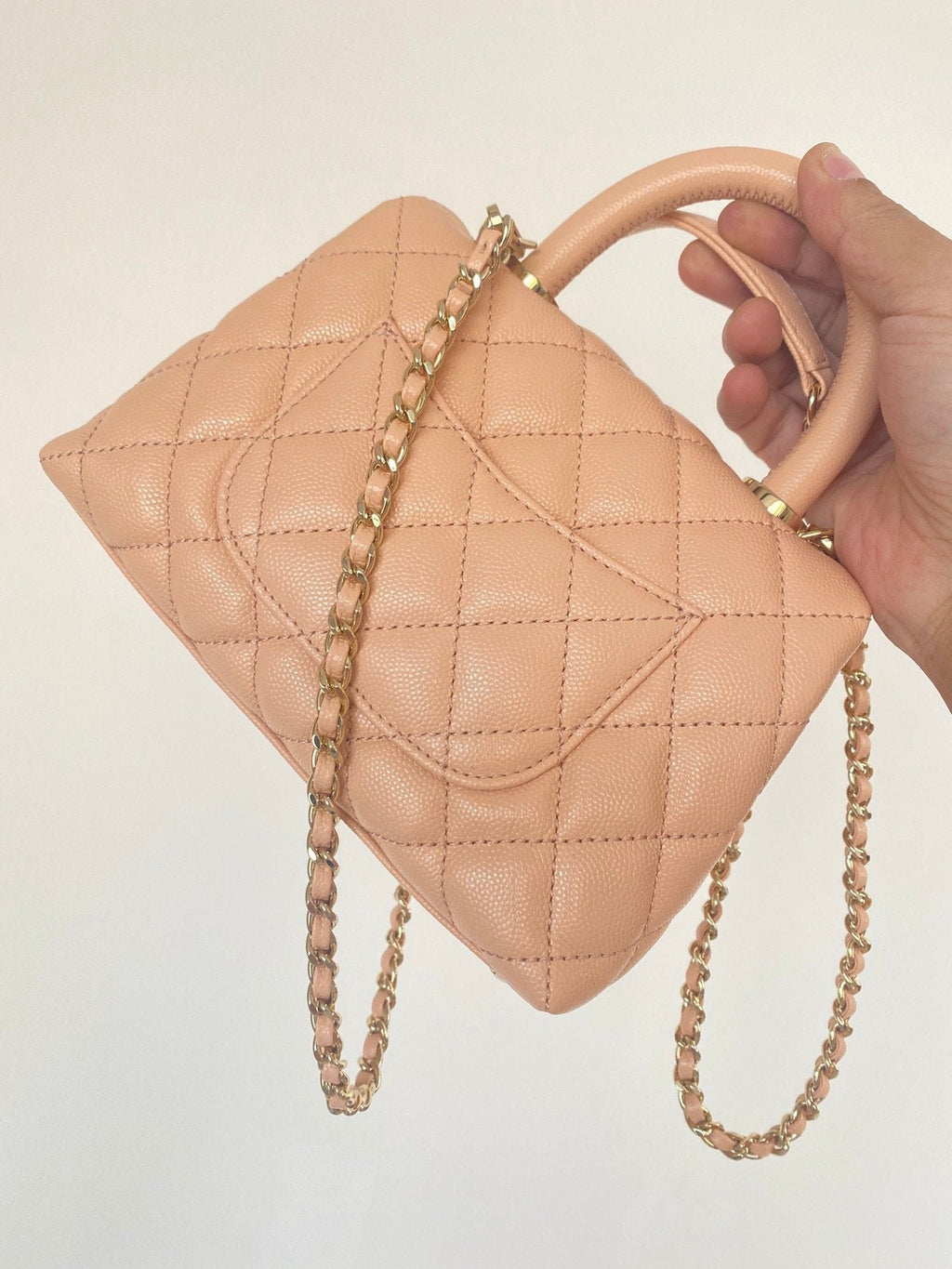 Chanel Flap Bag With Top Handle 19cm Light Brown